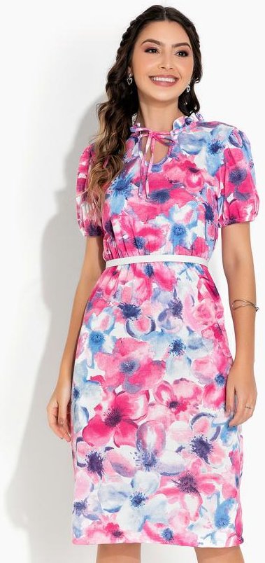 Imagem principal Vestido Floral Rosa com Gola Rosalie Rosalie