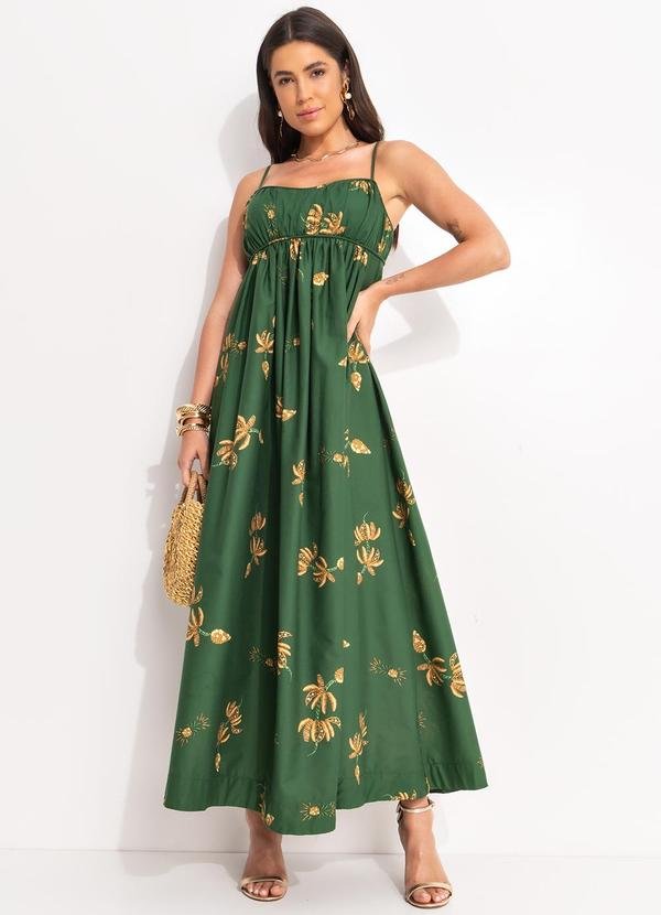 Vestido Longo Brilho de Banana Verde