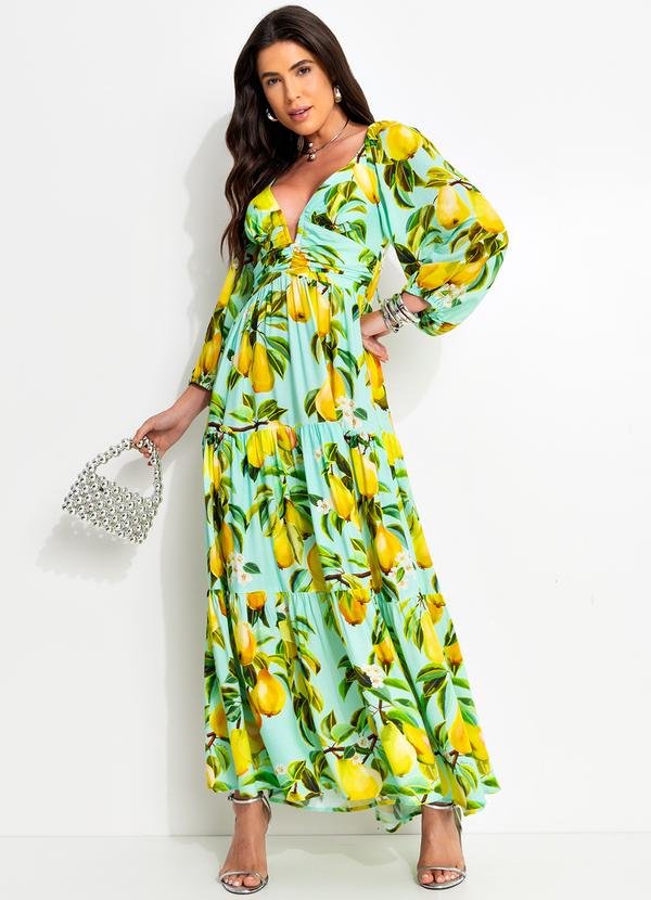 Vestido Manga em Viscose Verde