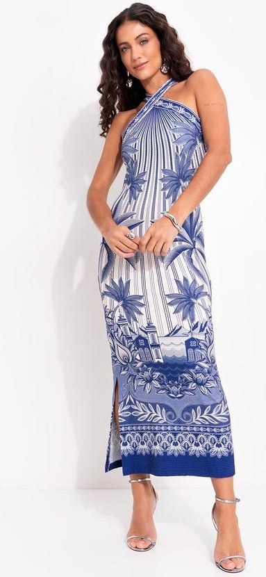 Imagem principal Vestido Midi Afeto Tropical Azul FARM FARM