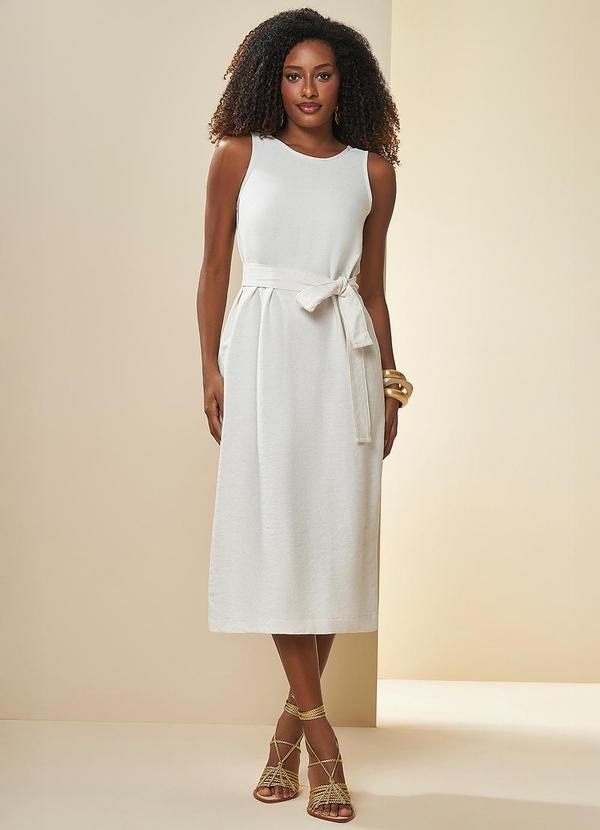 Vestido Midi Brisa em Linho Branco