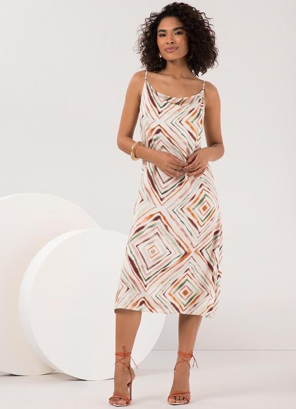 Vestido Midi Chá com Alças Finas Branco