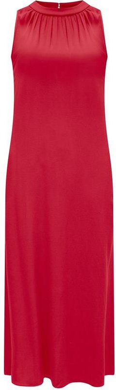 Vestido Midi Chá com Gola em Viscose Vermelho