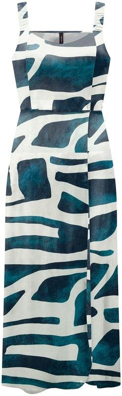 Vestido Midi Chá Estampado com Alças Azul