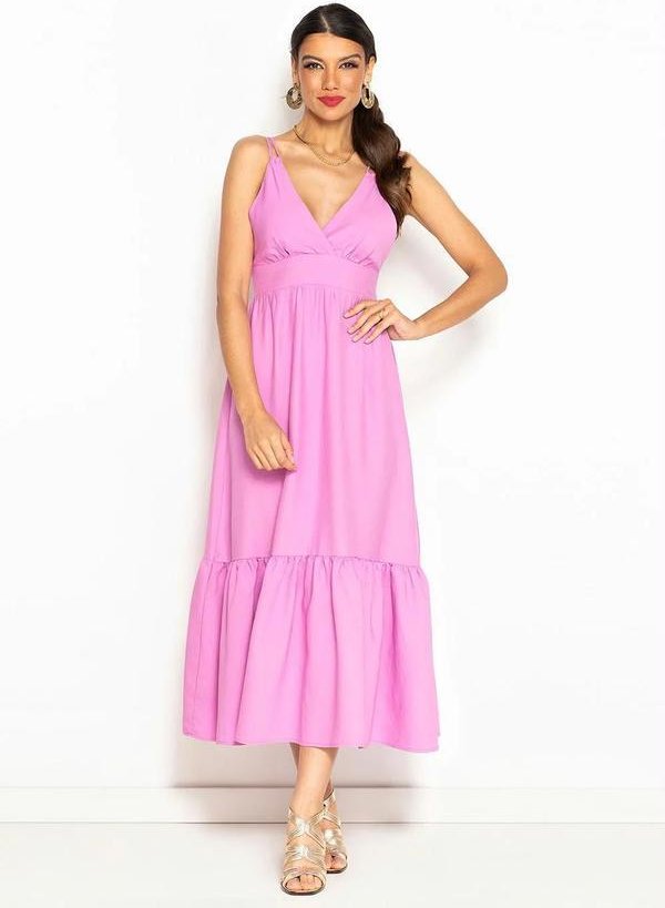 Imagem principal Vestido Midi Decote V em Tricoline Rosa Maria Filó Maria Filó