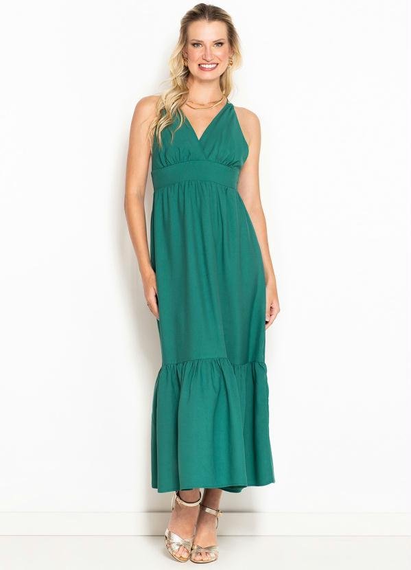 Imagem principal Vestido Midi Decote V em Tricoline Verde Maria Filó Maria Filó