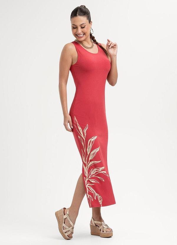 Vestido Midi em Canelado Vermelho