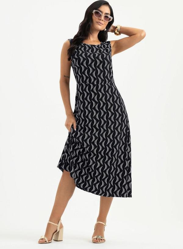 Vestido Midi em Viscose Preto