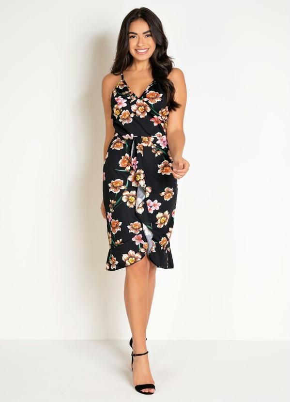 Imagem principal Vestido Midi Floral com Babados na Frente Moda Pop Moda Pop