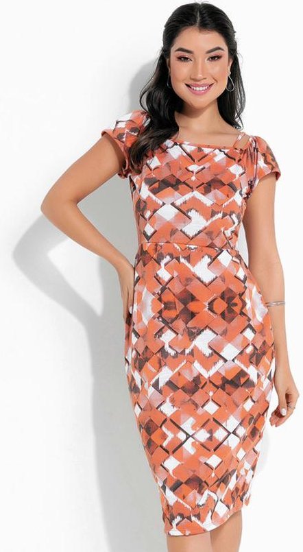 Imagem principal Vestido Midi Geométrico Laranja Rosalie Rosalie