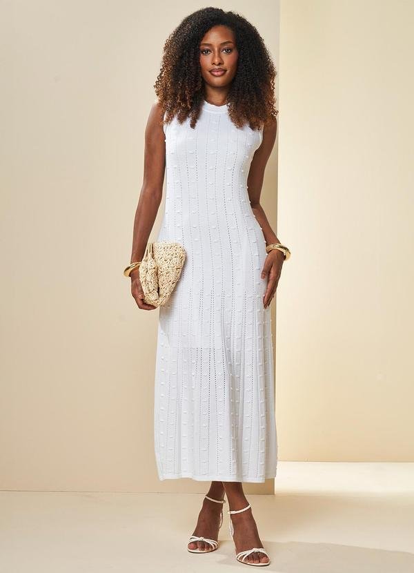 Vestido Midi Nature com Textura Branco