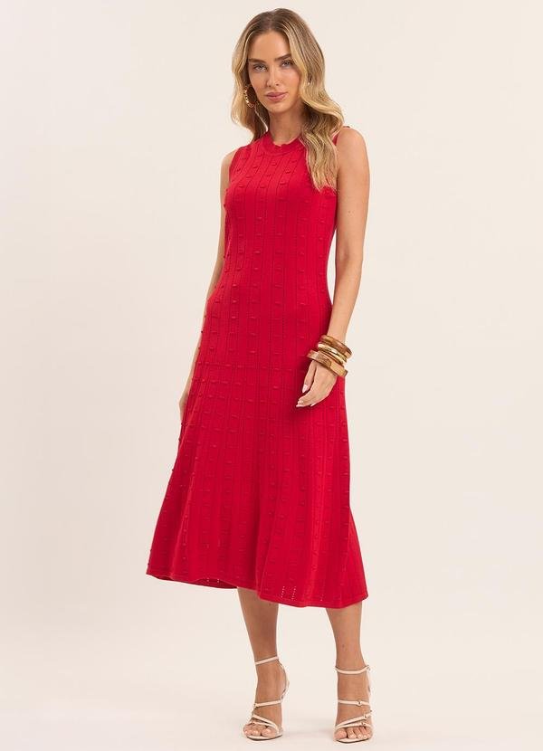 Vestido Midi Nature com Textura Vermelho