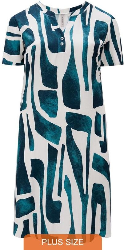 Vestido Midi Plus Size com Gola Padre Azul