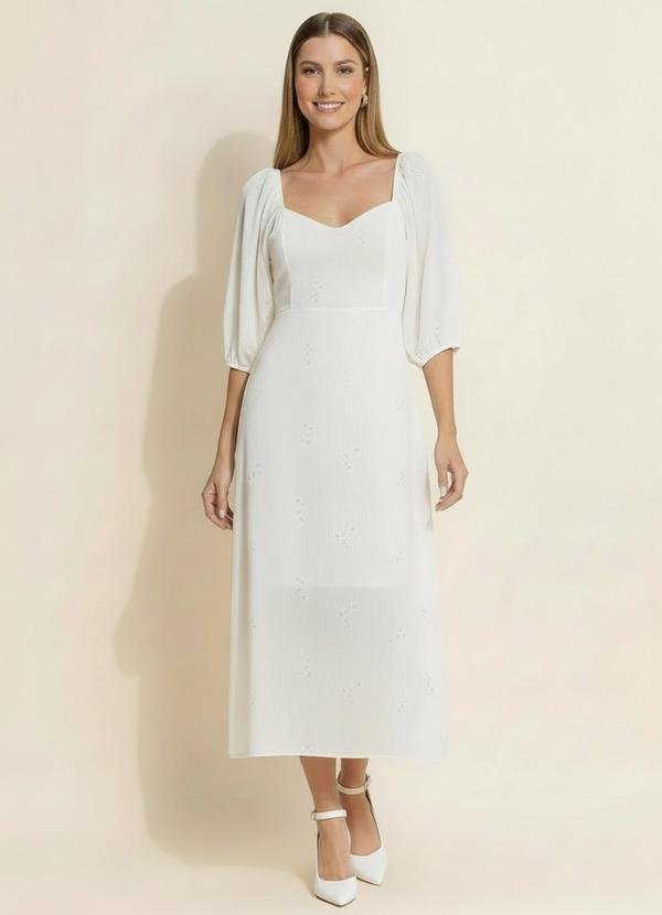 Imagem principal Vestido Off White em Voil Bordado Paetê Quintess Quintess