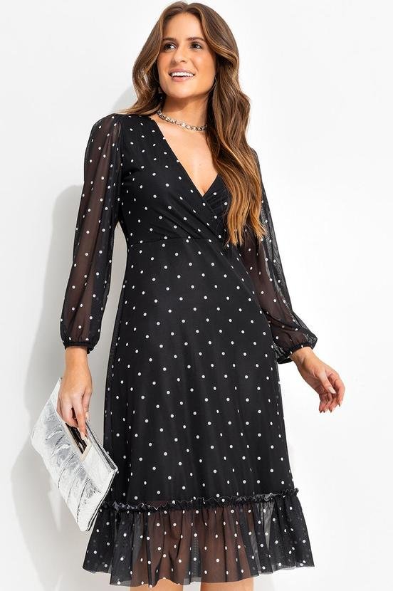 Imagem principal Vestido Poá Preto em Tule Quintess Quintess