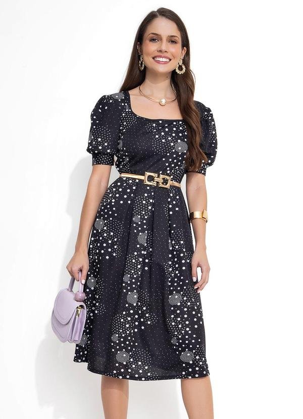 Imagem principal Vestido Poá Preto Manga 3/4 Rosalie Rosalie