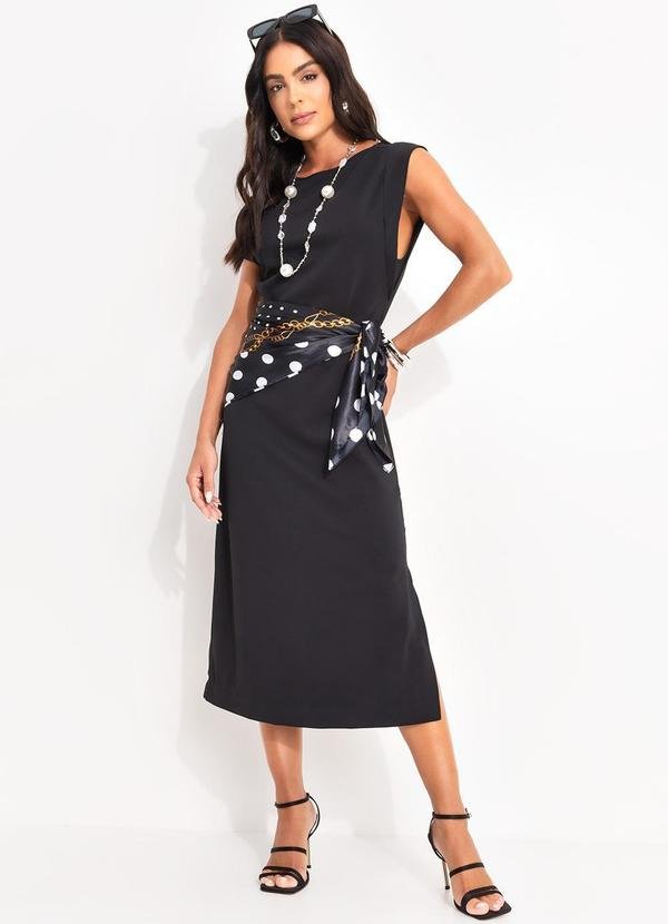 Vestido Preto em Malha Ponto Roma Sarjado