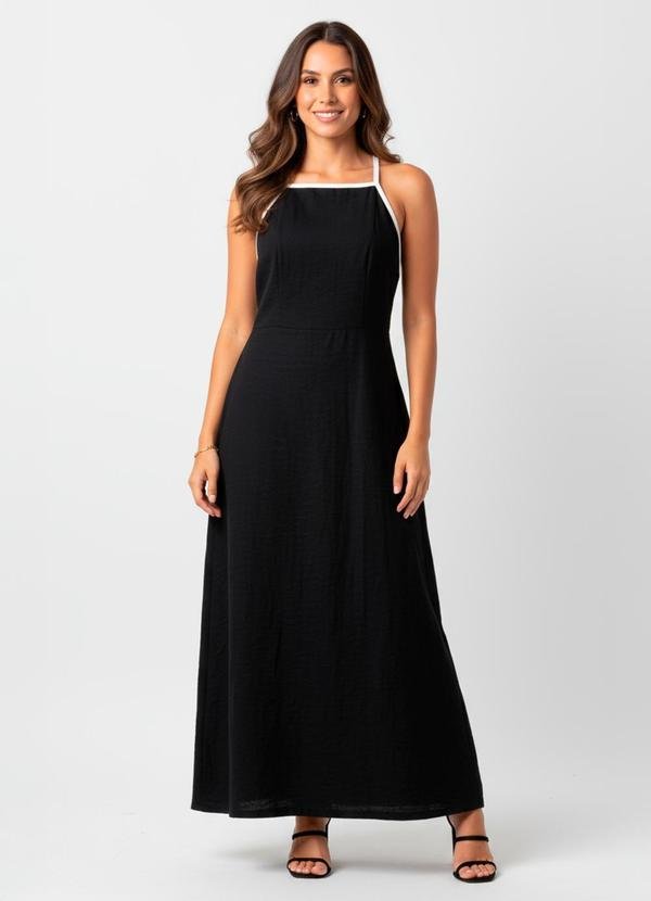 Vestido Preto em Tecido Alfaiataria de Viscose