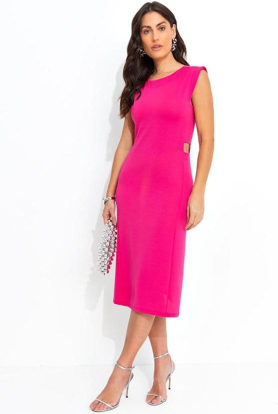 Vestido Rosa em Malha Anarruga