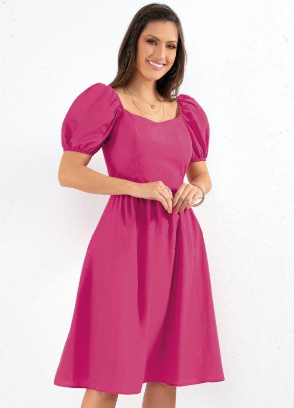 Imagem principal Vestido Rosa Mangas Bufantes com Bolsos Quintess Quintess