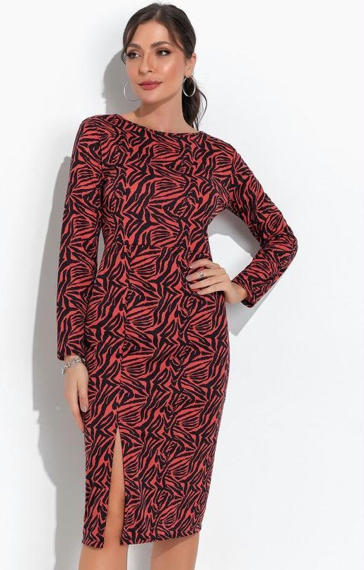 Imagem principal Vestido Tigre Vermelho com Mangas Longas e Fenda Moda Pop Moda Pop