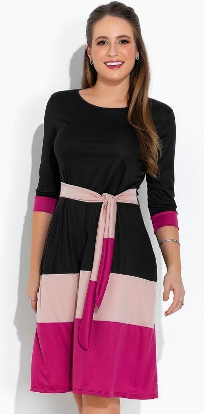 Imagem principal Vestido Tricolor com Recortes Rosalie Rosalie