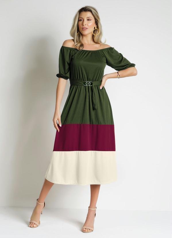 Imagem principal Vestido Tricolor Verde com Fivela Rosalie Rosalie