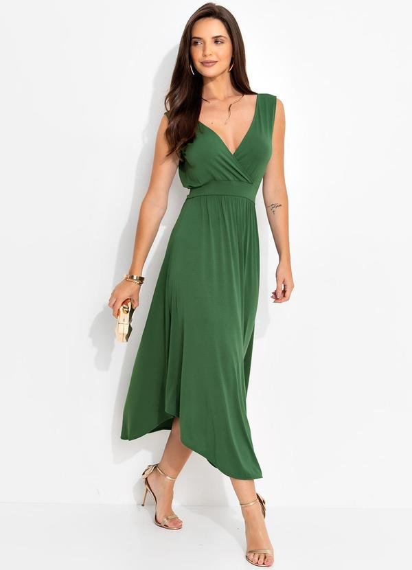 Vestido Verde Oliva em Malha de Viscose