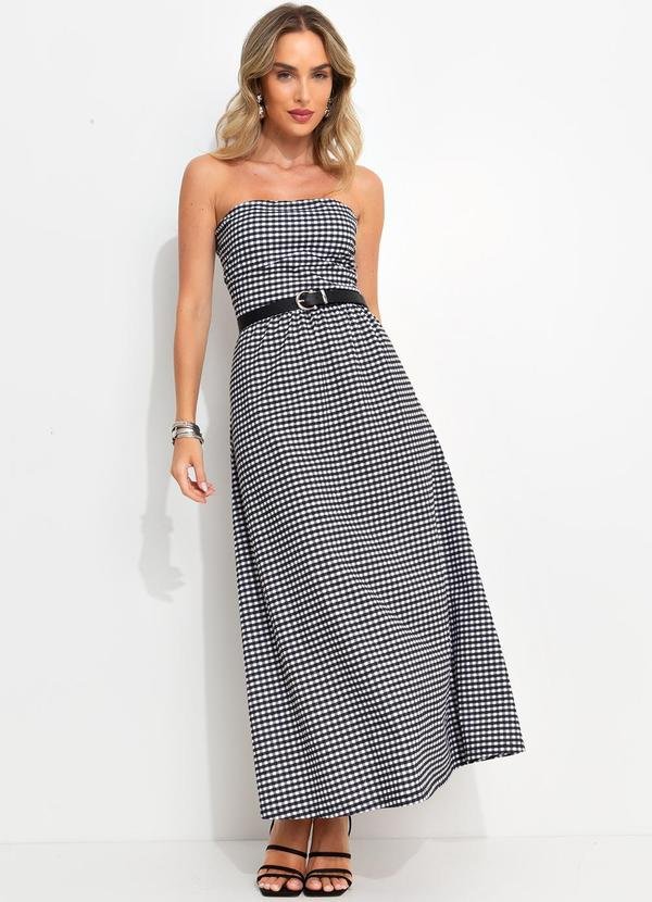 Imagem principal Vestido Xadrez Preto e Branco em Malha Bimini Bimini