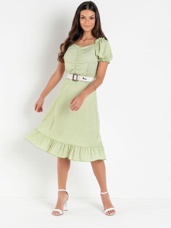 Imagem principal Vestido Xadrez Verde com Babado Rosalie Rosalie