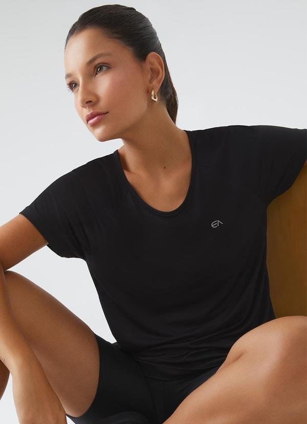Blusa Creponada com Refletivo Active Preto