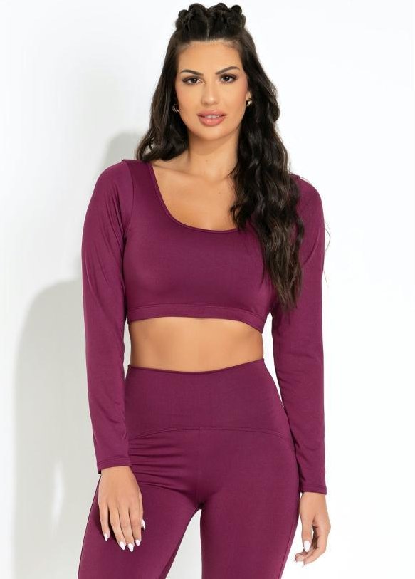 Cropped Bordô com Manga