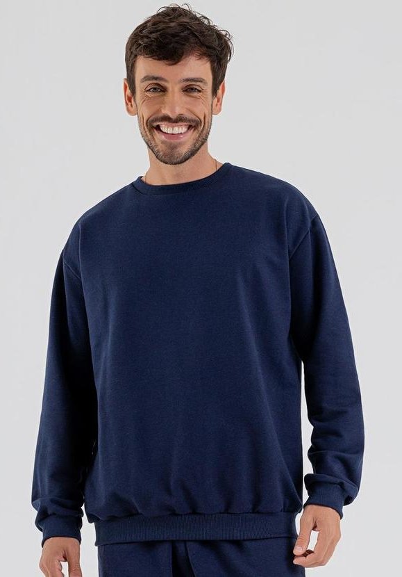 Imagem principal Blusão Básico Masculino em Moletom Azul JUST BASIC JUST BASIC