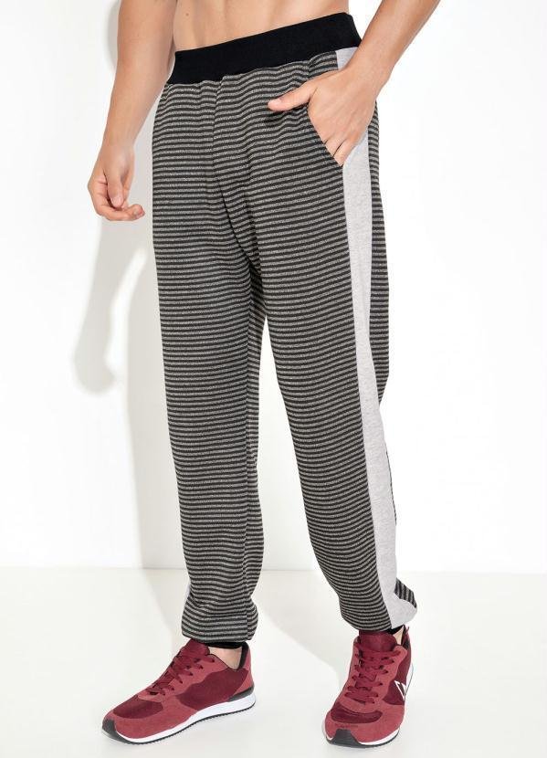 Imagem principal Calça com Elástico na Cintura Listrada Cinza Moda Pop Moda Pop