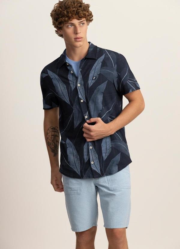 Imagem principal Camisa Masculina em Malha Estampada Azul Fico Fico