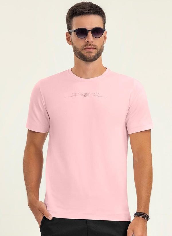 Imagem principal Camiseta Masculina Manga Curta Meia Malha Rosa Diametro Diametro