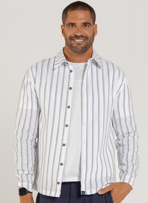 Imagem principal Camisa Masculina Listrada Branco The Philippines The Philippines