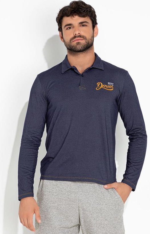 Imagem principal Camisa Polo Marinho com Gola e Botões Moda Pop Moda Pop