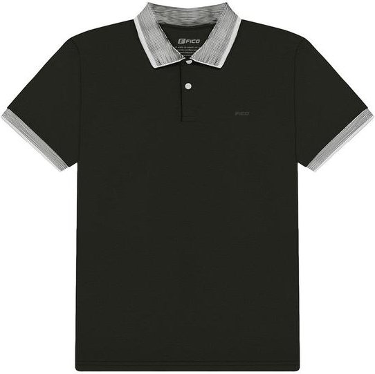 Camisa Polo de Mangas Curtas com Retilínea Preto