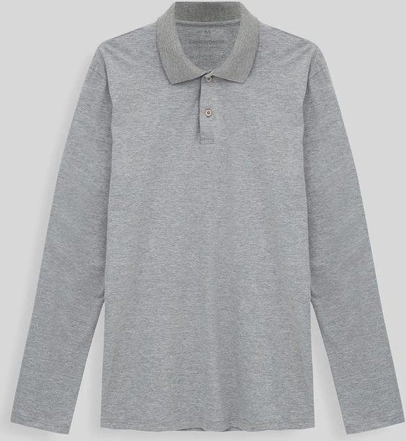 Imagem principal Camisa Polo Manga Longa Masculina Mescla Claro Basicamente Basicamente