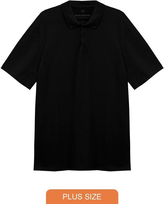 Imagem principal Camisa Polo Piquet Stretch Plus Masculina Preto Basicamente Basicamente