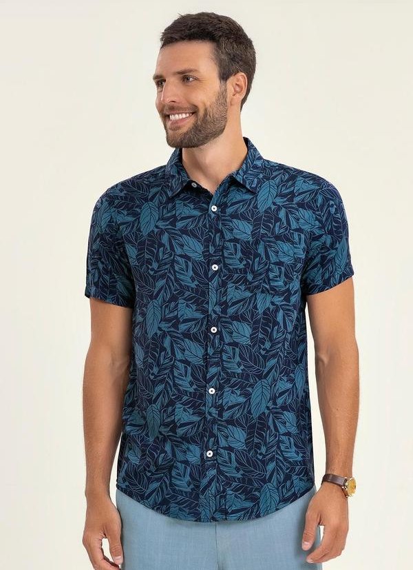 Imagem principal Camisa Masculina Manga Curta Azul Diametro Diametro