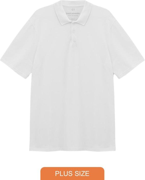 Imagem principal Camisa Polo Piquet Stretch Plus Masculina Branco Basicamente Basicamente