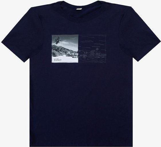 Camiseta Adulto Masculino em Meia Malha Azul