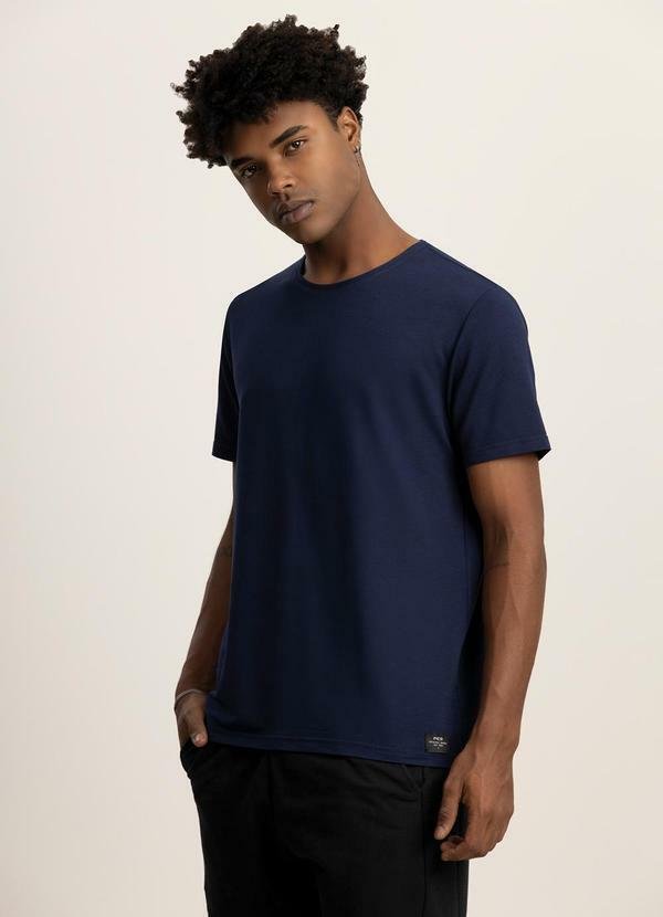 Imagem principal Camiseta Básica de Mangas Curtas em Malha Azul Fico Fico