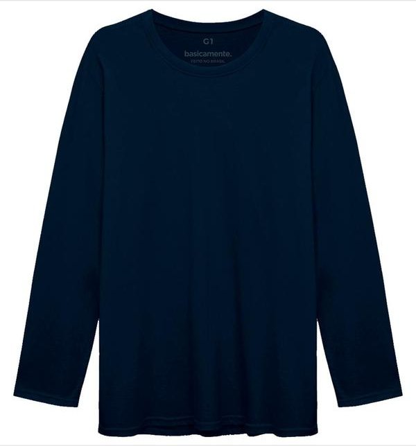 Imagem principal Camiseta Básica Manga Longa Plus Masculina Azul Basicamente Basicamente