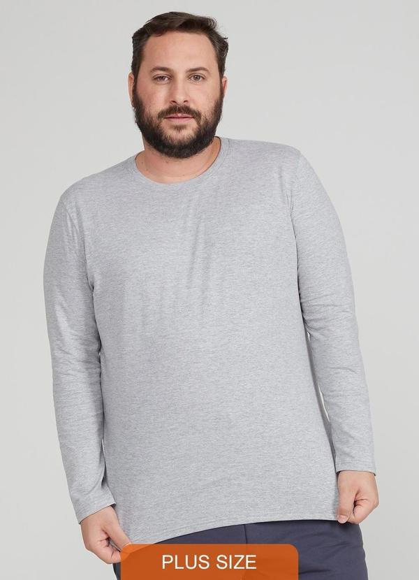 Imagem principal Camiseta Básica Manga Longa Plus Masculina Cinza Basicamente Basicamente