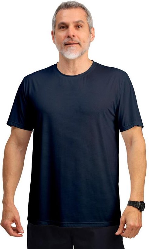 Camiseta M/C Dry Poliamida Furadinha Imp.Marinho