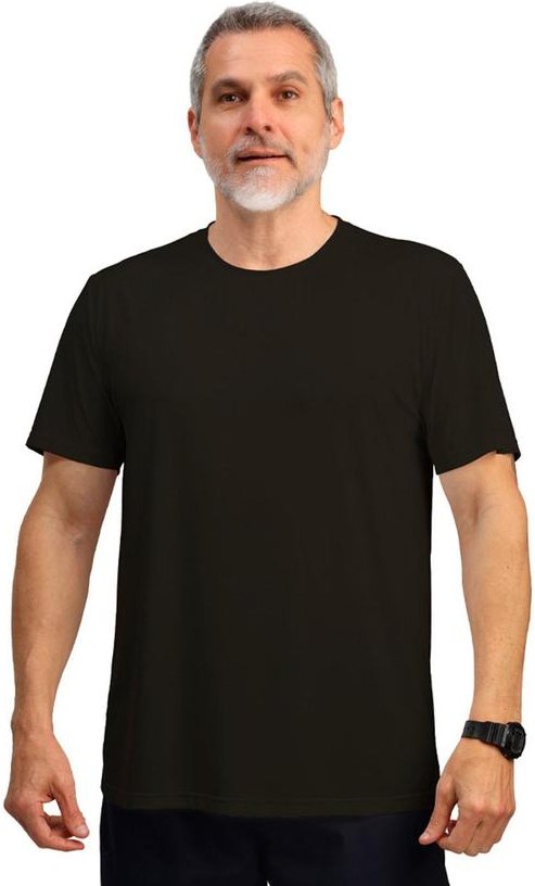 Camiseta M/C Dry Poliamida Furadinha Imp. Preto