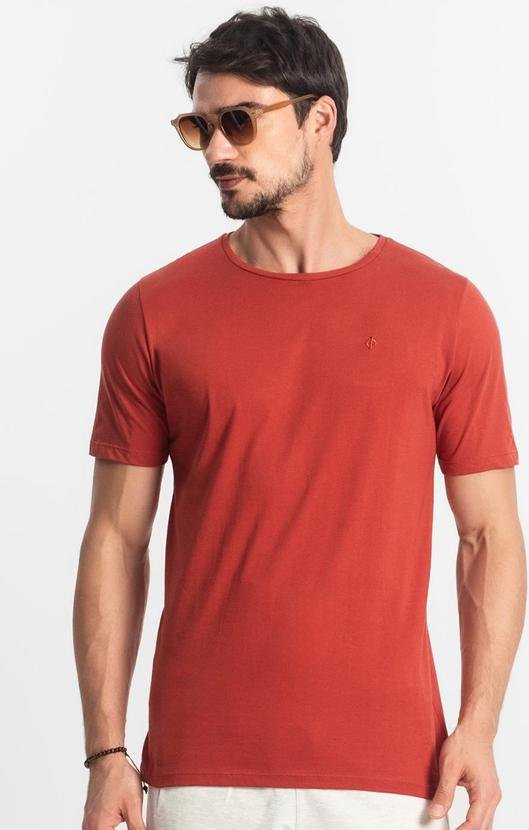 Imagem principal Camiseta Masculina Básica Meia Malha Vermelho Diametro Diametro